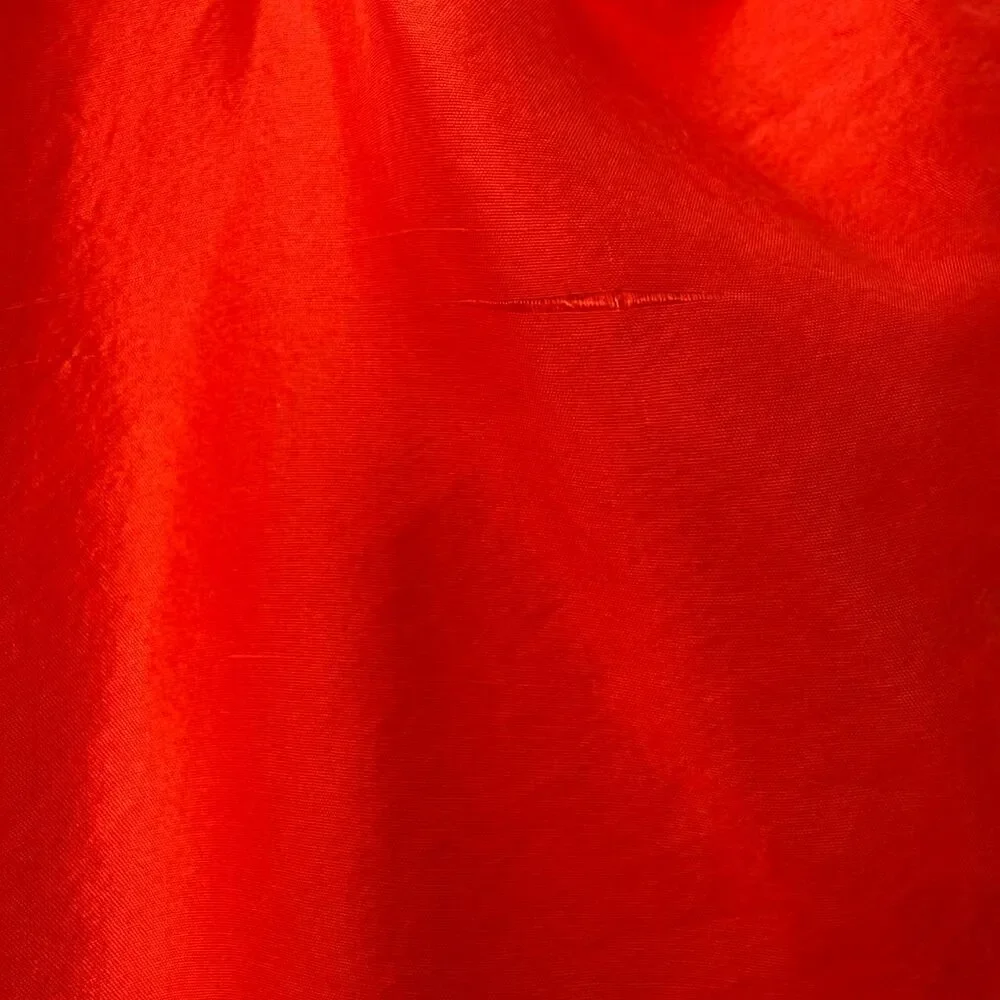 J.Crew 100% Silk Peplum Tank Red Orange Tie Strap Ruffle Top Size 6